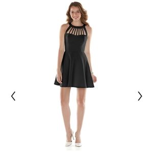 Three Pink Hearts Black Skater Dress